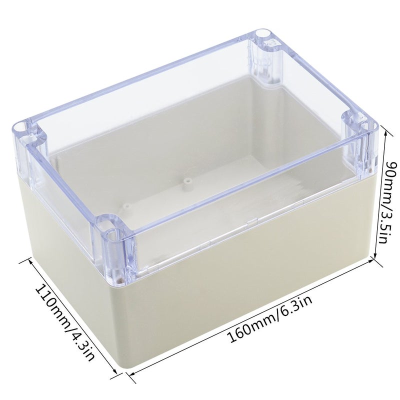 LeMotech ABS Plastic Junction Box Dustproof Waterproof IP65 Electrical Enclosure Box Universal Project Enclosure Grey with PC Transparent Clear Cover 6.3 x 4.3 x 3.5 inch(160 x110 x 90 mm) - Image 2